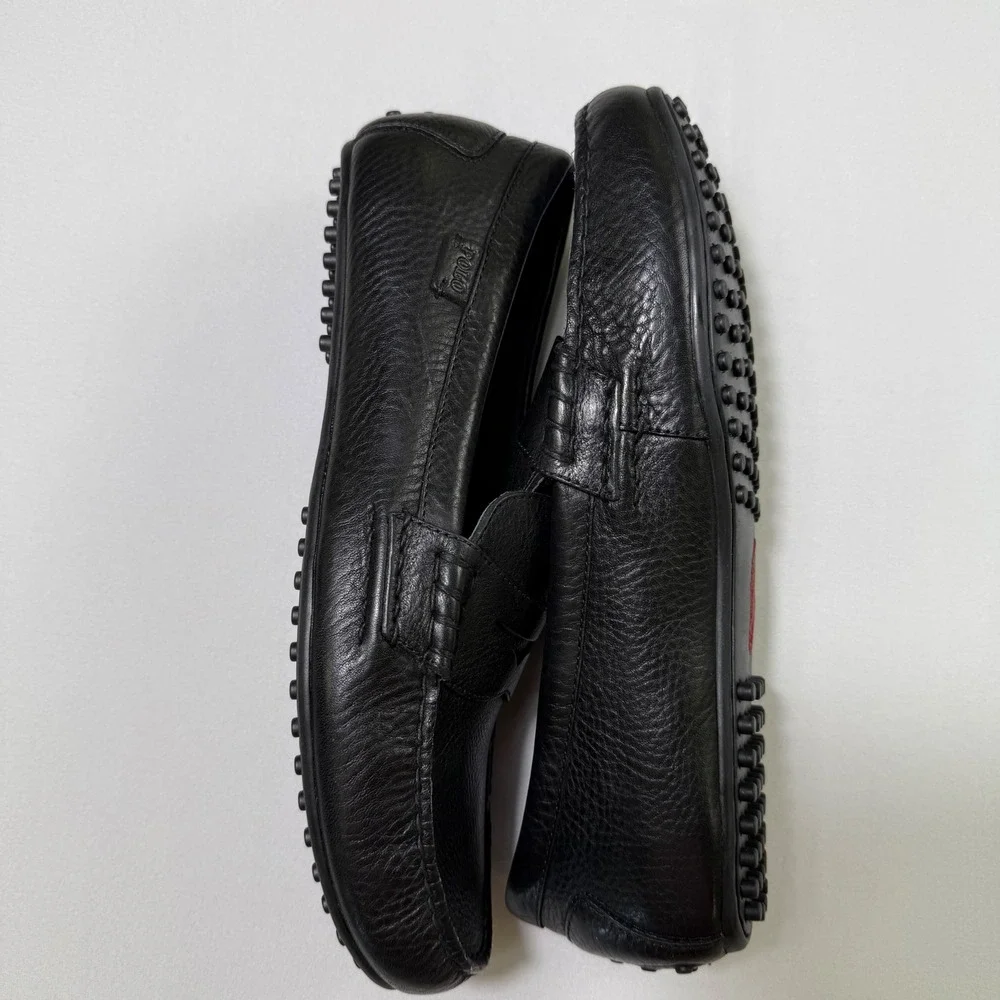 Polo Ralph Lauren Wes Driving Loafer Mens 10D Black Pebbled Leather Penny Shoes